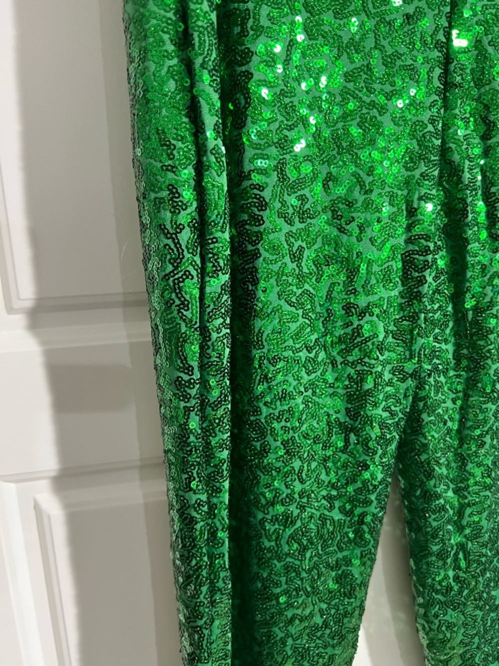 Tipsy Elves Green Sequin Straight Leg Jumpsuit Pants